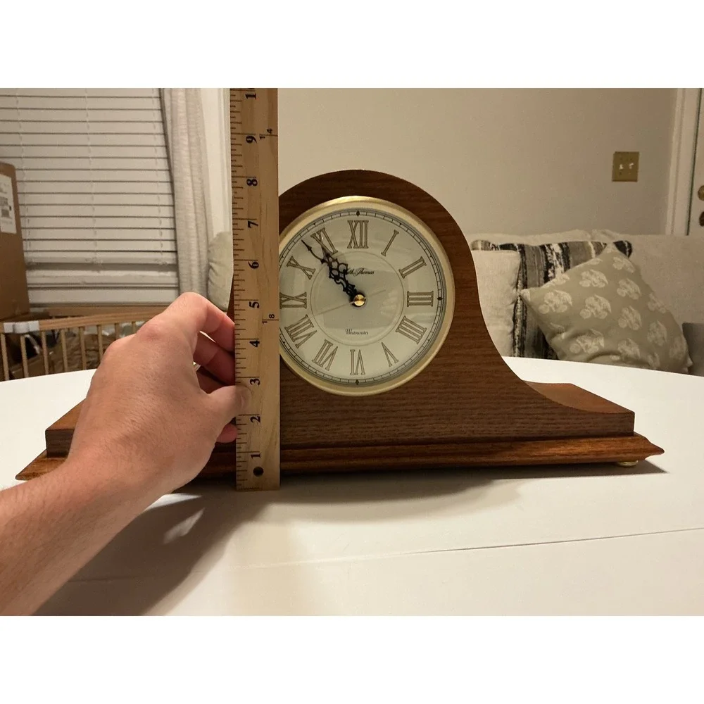 Seth Thomas Westminster Chime Mantel Clock Wood Tambour Quartz Japan Movement